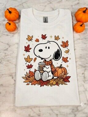 Fall shirt snoopy cute popular trending dog mom short sleeve Tshirt Fall Leaves